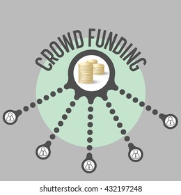 Vector circular object with theme of crowd funding