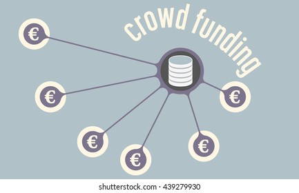 Vector circular object with theme of crowd funding