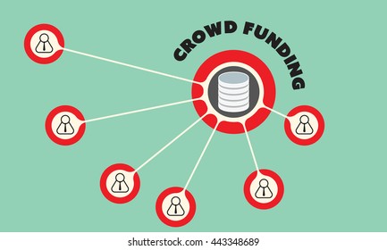 Vector circular object with theme of crowd funding
