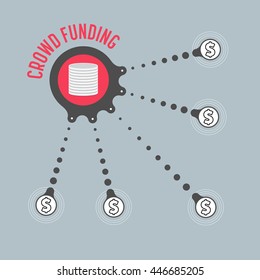 Vector circular object with theme of crowd funding