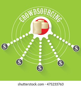 Vector circular object with theme of crowd sourcing