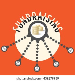 Vector circular object with theme of fund raising
