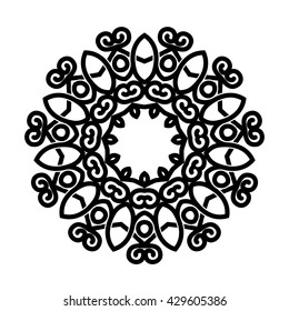 Vector circular ornament. Mandala design. Isolated on white.