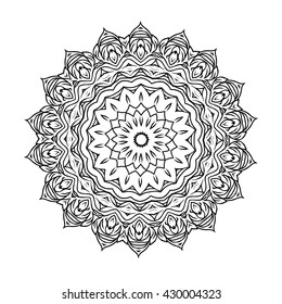 Vector circular ornament. Mandala design. Isolated on white.