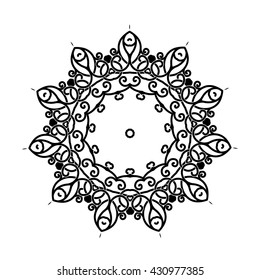 Vector circular ornament. Mandala design. Isolated on white.