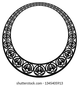 Vector circular ornament in modern style. Black drawing on white background.