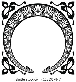 Vector circular ornament in modern style. Black drawing on white background.