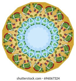 Vector circular ornament. On the beach-music and maritime theme.