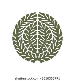 Vector circular ornamental design resembling leaves and veins, symbolizing nature, growth and harmony. Ideal for logos, branding and eco-themed designs