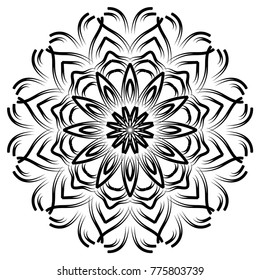 Vector Circular pattern in the form of a mandala. Henna tattoo mandala. Mehndi style. Decorative pattern in oriental style. Coloring book page.
abstractartasianbackgroundblackcirclecirculardecorationd