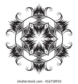 Vector circular pattern of hand drawn elements. Round ornamental pattern. Vector element for your design