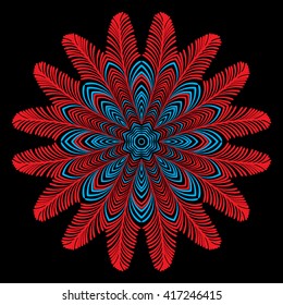 Vector circular pattern of hand drawn elements. Round ornamental pattern.