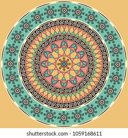vector circular pattern mandala of abstract geometric shapes decorative flowers