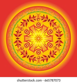 Vector circular pattern in orange and yellow