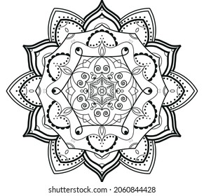 vector circular pattern in the shape of a mandala for henna, tattoo, decoration, page of coloring book