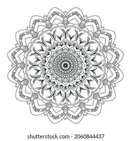 vector circular pattern in the shape of a mandala for henna, tattoo, decoration, page of coloring book