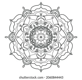vector circular pattern in the shape of a mandala for henna, tattoo, decoration, page of coloring book
