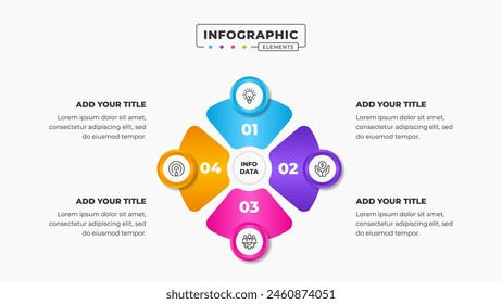 Vector circular process presentation infographic design template with 4 steps