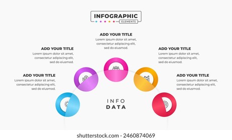 Vector circular process presentation infographic design template with 5 steps