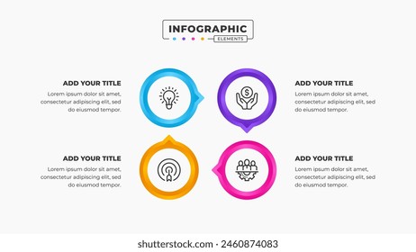 Vector circular process presentation infographic design template with 4 steps