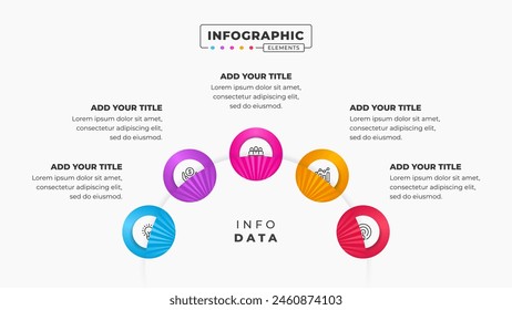 Vector circular process presentation infographic design template with 5 steps