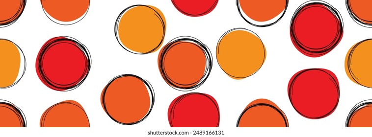 Vector circular scribble doodle round circles for message note mark design element. Seamless pattern.