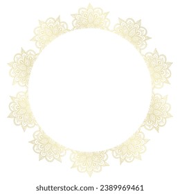 Vector circular shape decorated outside the circle's borders in gold.