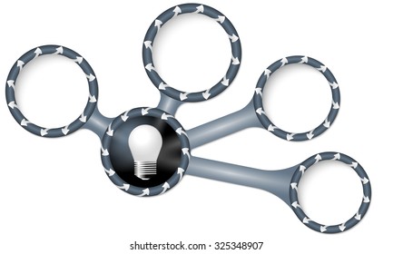 Vector circular text boxes for your text with arrows and bulb