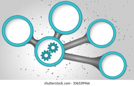 Vector circular text boxes for your text and cogwheels
