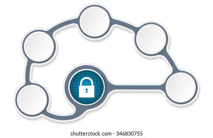 Vector circular text boxes for your text and padlock