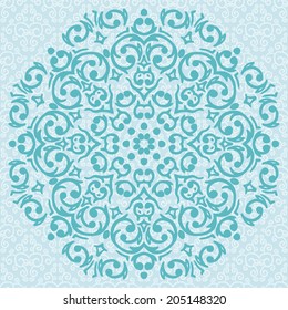 Vector circular turquoise ornament design / snowflake