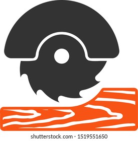 Vector circular wood cutter flat icon. Vector pictograph style is a flat symbol circular wood cutter icon on a white background.