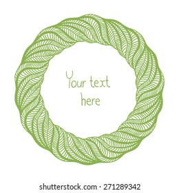 Vector circular wreath with leaves motif and central space for your text
