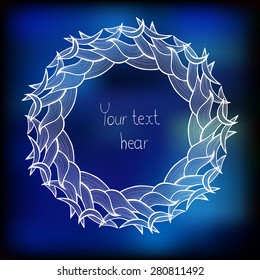 Vector circular wreath on a blurred background with wave motif and central space for your text