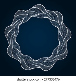 Vector circular wreath with wave motif and central space for your text