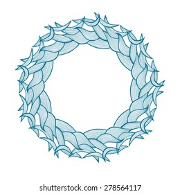 Vector circular wreath with wave motif and central space for your text