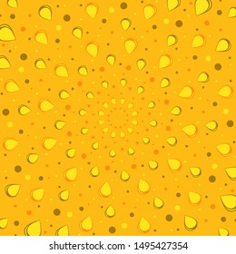 Vector circular yellow sesame cookie pattern.