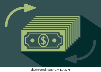 Vector circulation money With money, banks and green as an element