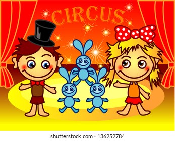 Vector Circus funny boy and girl