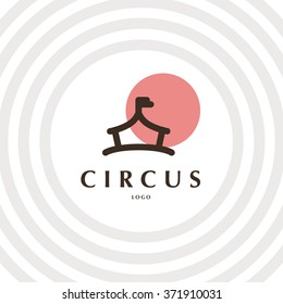 Vector circus logo template. Magic show insignia design. Flat circus icons, poster, invitation and flyer design, advertising template.