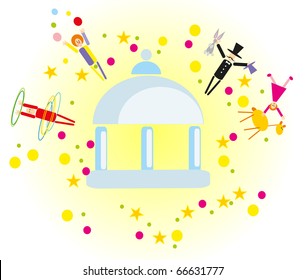 vector circus on ball background