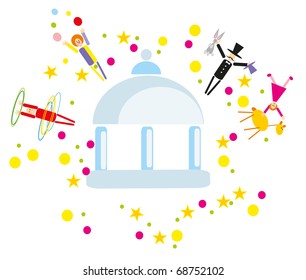 vector circus on ball background