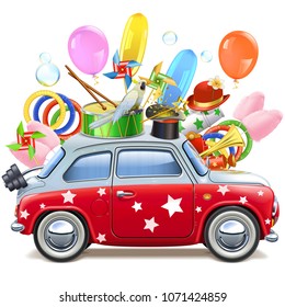 Vector Circus Red Car isolated on white background