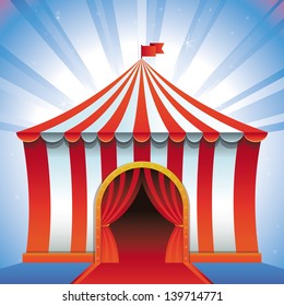 Vector circus tent - bright icon - entertainment concept