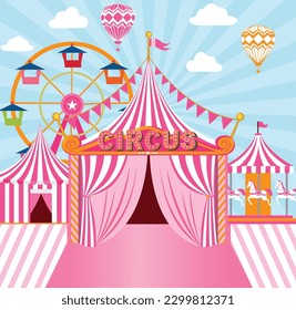 Vector circus tent of entrance design