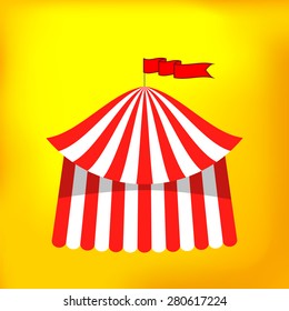Vector Circus Tent Icon Isolated on Yellow Background