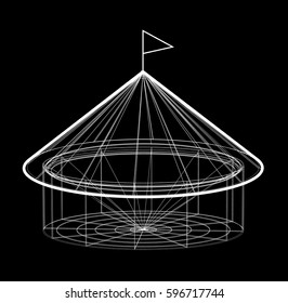 Vector circus tent in wireframe form