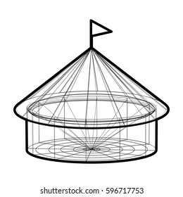 Vector circus tent in wireframe form