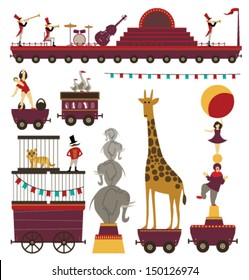 Vector Circus Train Elements Set #3