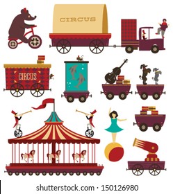 Vector Circus Train Elements Set #1